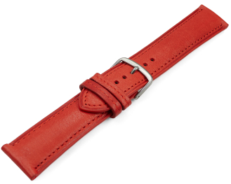 Watch strap red vegetable tanned leather lightly padded 12mm - 22mm
