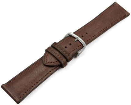 Watch strap brown vegetable tanned leather lightly padded 18mm Steel