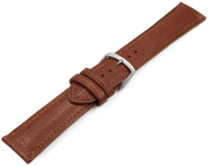 Watch strap Chestnut vegetable tanned leather lightly padded 18mm Steel