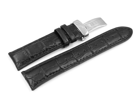 Watch strap Casio EF-527L-1AVEF, leather, black