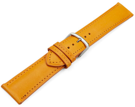 Watch strap orange vegetable tanned leather lightly padded 18mm Steel