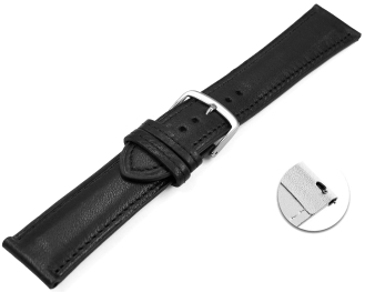 Quick release Watch strap black vegetable tanned leather lightly padded 12mm - 22mm