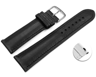 Quick release Watch strap black vegetable tanned leather...