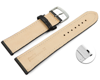 Quick release Watch strap black vegetable tanned leather...
