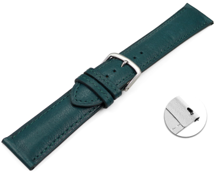 Quick release Watch strap dark green vegetable tanned leather lightly padded 12mm - 22mm