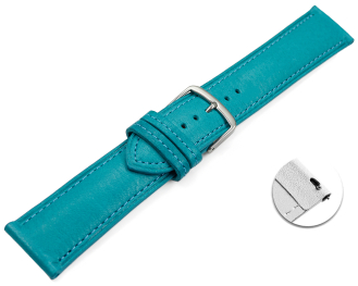 Quick release Watch strap turquoise vegetable tanned leather lightly padded 12mm - 22mm