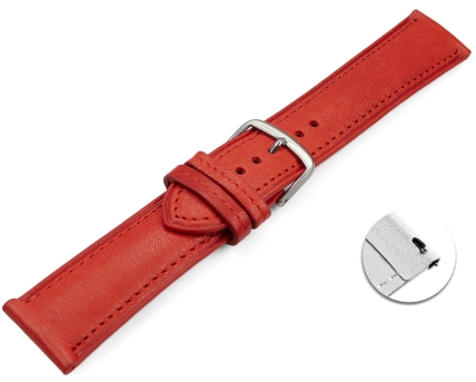 Quick release Watch strap red vegetable tanned leather lightly padded 12mm - 22mm