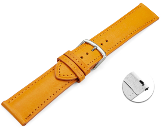 Quick release Watch strap orange vegetable tanned leather lightly padded 12mm - 22mm