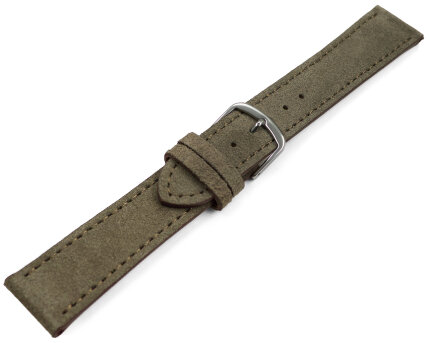 Watch strap taupe rough suede 18mm Steel
