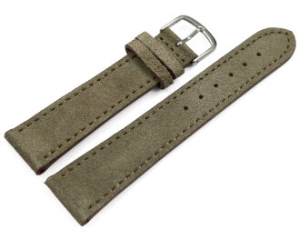 Watch strap taupe rough suede 18mm Steel