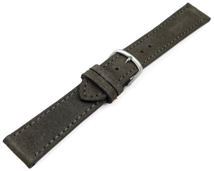Watch strap dark gray rough suede 18mm Steel