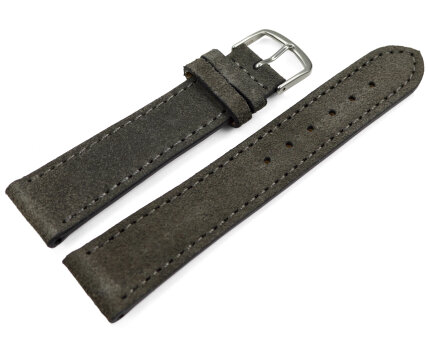 Watch strap dark gray rough suede 18mm Steel