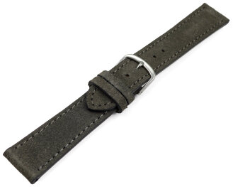 Watch strap dark gray rough suede 18mm Steel