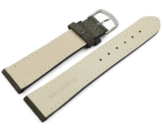Watch strap dark gray rough suede 18mm Steel