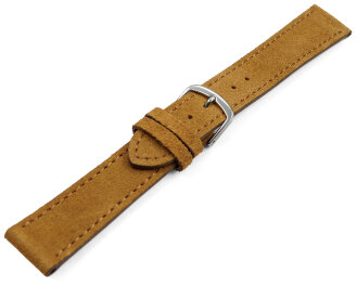Watch strap light brown rough suede 18mm Steel