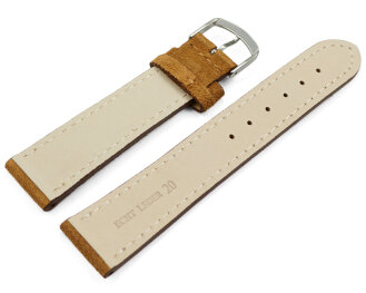 Watch strap light brown rough suede 18mm Steel