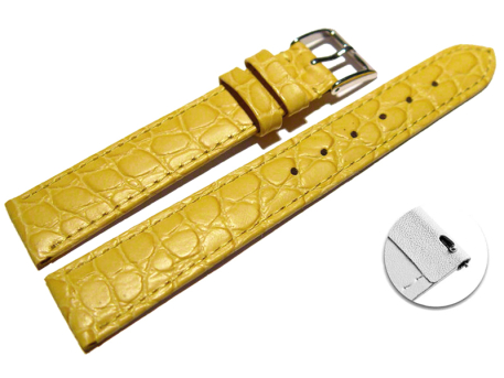 Quick release Watch strap genuine leather Safari yellow...
