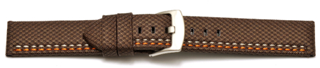 Quick release Watch band HighTech textile look brown orange and white stitching 20mm 22mm 24mm 26mm