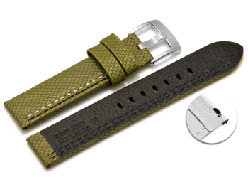 Quick release Watch band HighTech textile look green - black and white stitching 20mm 22mm 24mm 26mm