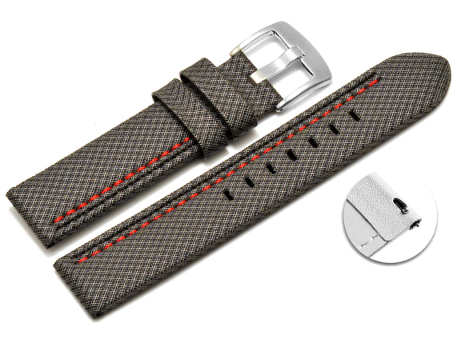 Quick release Watch band HighTech textile look grey red...