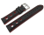 Watch strap black smooth three holes red stitching 18mm 20mm 22mm 24mm
