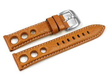 Lotus Watch Band for 15322/7 and 15323 - Leather - Perforation - Brown - White stitching