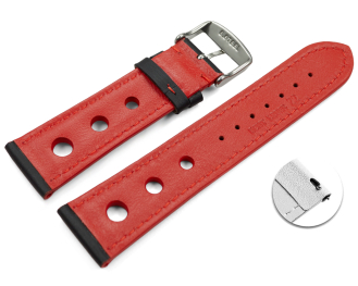 Quick release Watch strap black smooth three holes red...