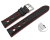 Quick release Watch strap black smooth three holes red stitching 18mm 20mm 22mm 24mm