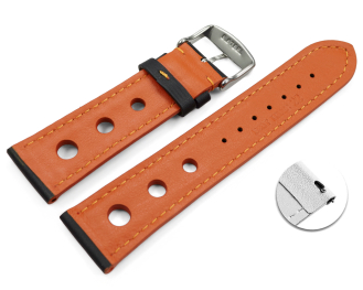 Quick release Watch strap black smooth three holes orange...