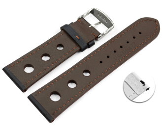 Quick release Watch strap black smooth three holes brown...