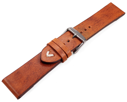 Watch strap genuine leather for fixed pins with Clip Vintage light brown 18mm 20mm 22mm 24mm