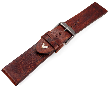 Watch strap genuine leather for fixed pins with Clip Vintage light brown 18mm 20mm 22mm 24mm