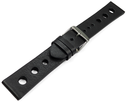 Watch strap perforated Berlin Genuine leather Soft Vintage black 18mm 20mm 22mm