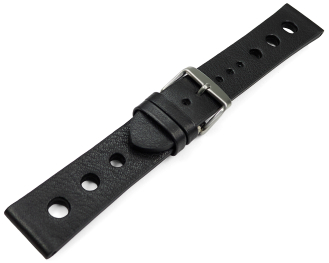 Watch strap perforated Berlin Genuine leather Soft Vintage black 18mm 20mm 22mm