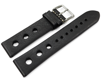 Watch strap perforated Berlin Genuine leather Soft Vintage black 18mm 20mm 22mm