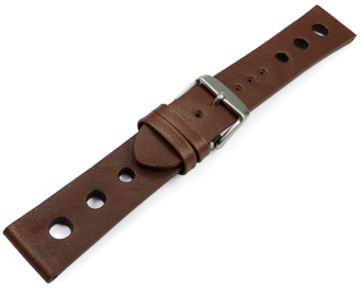 Watch strap perforated Berlin Genuine leather Soft Vintage dark brown 18mm 20mm 22mm