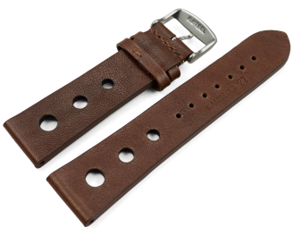 Watch strap perforated Berlin Genuine leather Soft Vintage dark brown 18mm 20mm 22mm