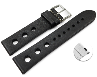 Quick release Watch Strap perforated Berlin Genuine leather Soft Vintage black 18mm 20mm 22mm