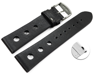 Quick release Watch Strap perforated Berlin Genuine leather Soft Vintage black 18mm 20mm 22mm
