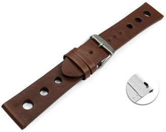 Quick release Watch Strap perforated Berlin Genuine leather Soft Vintage dark brown 18mm 20mm 22mm