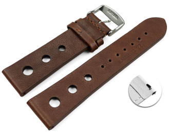 Quick release Watch Strap perforated Berlin Genuine leather Soft Vintage dark brown 18mm 20mm 22mm