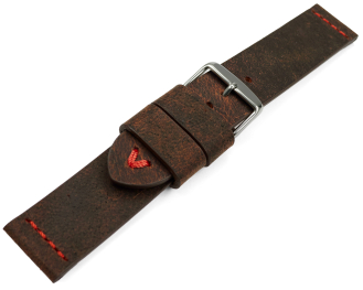 Watch strap dark brown camel leather red stitching 18mm 20mm 22mm 24mm