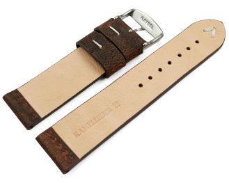 Watch strap in dark brown camel leather with white stitching 18mm 20mm 22mm 24mm