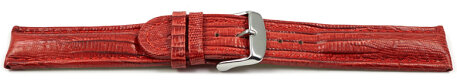 Watch strap - genuine leather - Tegu print - red