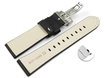 Black Leather Quick Release Watch Strap Folding Clasp Miami without padding 20mm 22mm 24mm