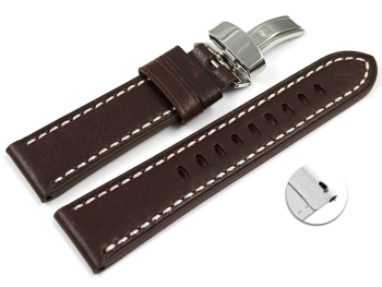Brown Leather Quick Release Watch Strap Folding Clasp Miami without padding 20mm 22mm 24mm
