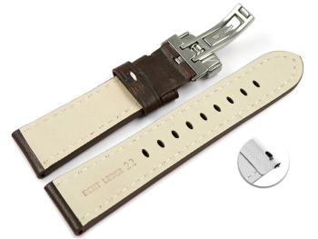 Dark Brown Leather Quick Release Watch Strap Folding Clasp Miami without padding 20mm 22mm 24mm