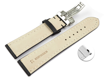 Quick Release Watch Strap deployment clasp strong padded Deer Leather black Soft and very flexible 18mm 20mm 22mm 24mm