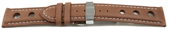 Quick Release Watch Strap Folding Clasp Genuine leather Race light brown 18mm 20mm 22mm
