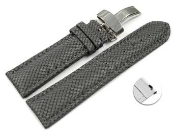 Quick Release Watch Strap padded HighTech textile look light grey Folding Clasp 18mm 20mm 22mm 24mm